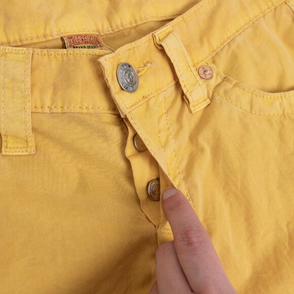 ✨ True Religion Romy Yellow Raw Hem Shorts Cotton Poplin Made in USA - Picture 6 of 12